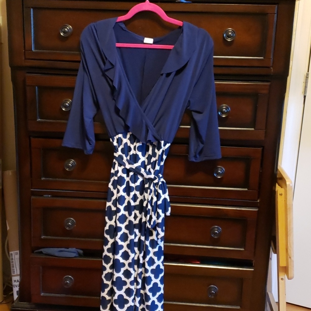 Navy and white dress - Picture 1 of 3